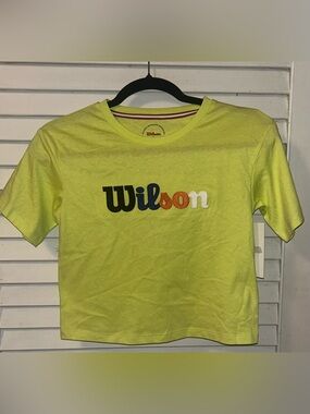 Wilson Neon Yellow Short Sleeve Logo Tee NWT